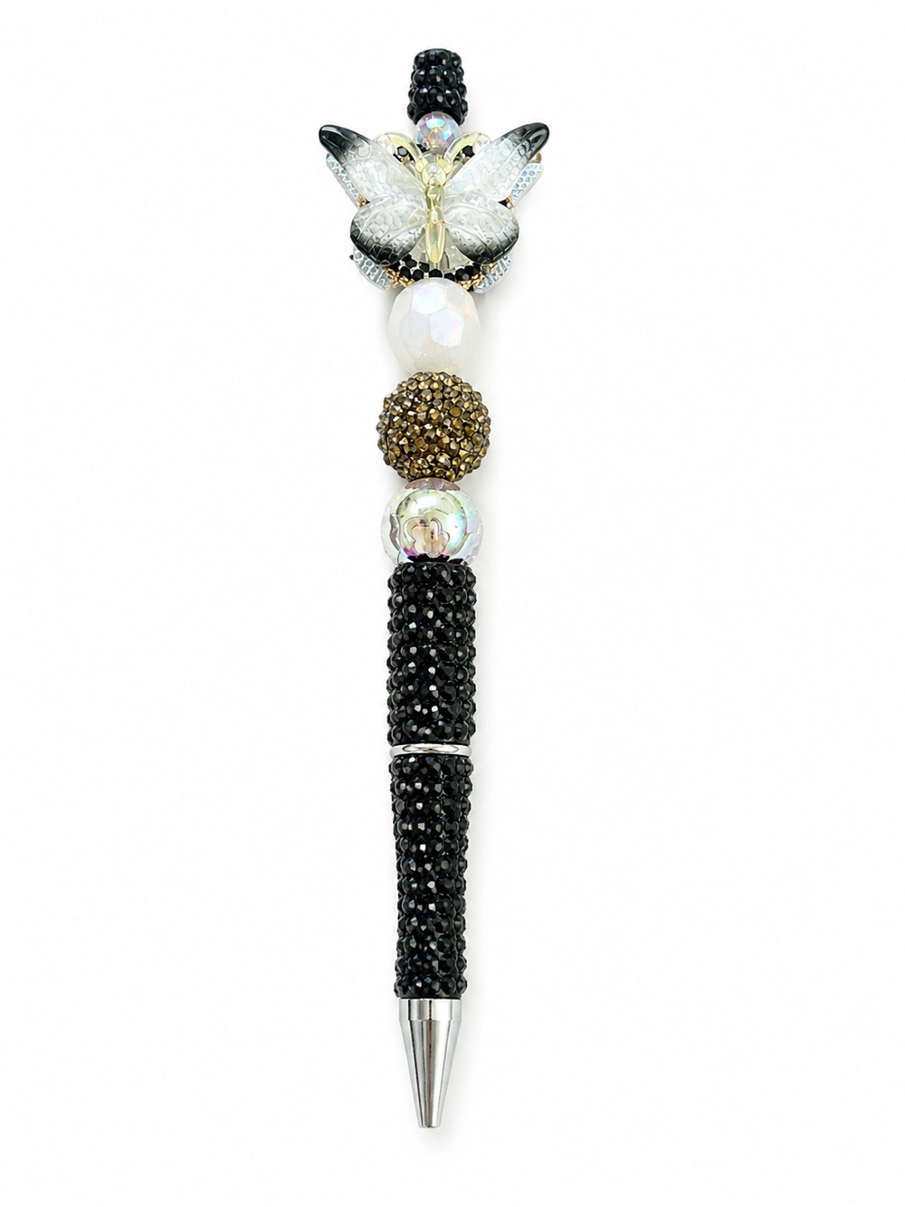 Crystal Butterfly Black Jeweled Pen handmade